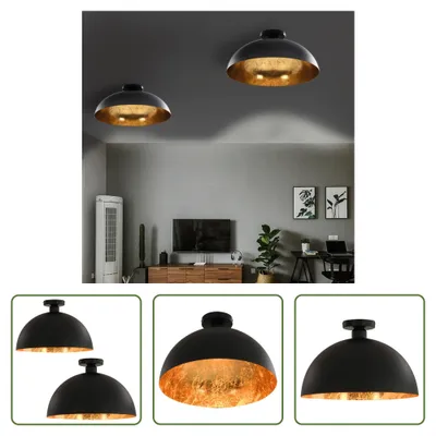 Zdjęcie produktu dla The Living Store Lampy sufitowe 2 szt. czarno-złota półkula E27