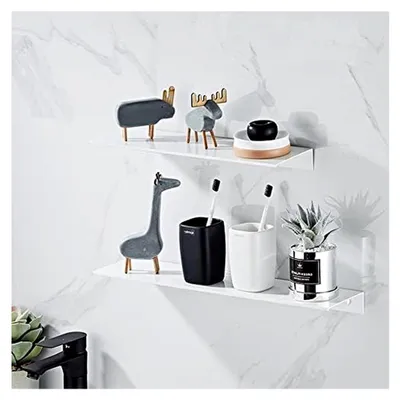 Produktbild von Duschregal 40 cm zur Wandmontage, selbstklebend, aus Aluminium, für Badezimmer und Küche, Weiß