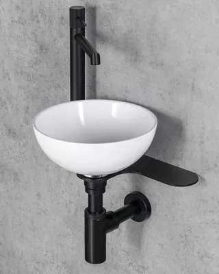 Produktbild von Sapho TETRIS Waschbecken mit Halterung für linke Standarmatur, Schwarz matt