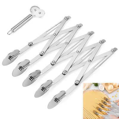 Immagine prodotto di Tagliapasta con 5 rotelle e set di coltelli per pizza, in acciaio inossidabile