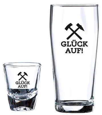Produktbild von Gilde Geschenkset Herrengedeck Bierglas und Schnapsglas Glück auf! (4-teilig)