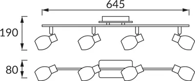 Immagine prodotto di Lampada da parete e da soffitto moderna cromo quattro paralumi in vetro brindle per soggiorno sala 4xE14 9W PANTERKA Struhm