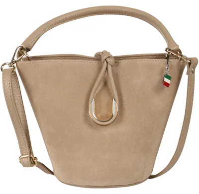Zdjęcie produktu dla Florence – damska torebka skórzana w kolorze taupe-beżowym, wymiary 14 x 23 x 18 cm, OTF847I3