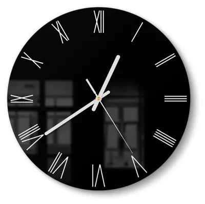 Produktbild von DEQORI Glasuhr Ø30 cm Römisch 'Schwarz' Wanduhr Glas Uhr Design leise Küchenuhr