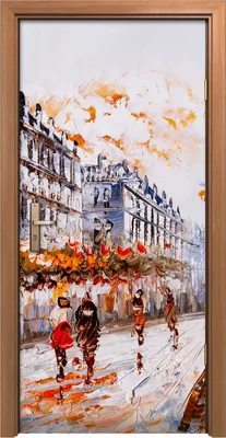 Produktbild von Türposter 90x200 cm Türaufkleber Türtapete Türfolie Klebefolie Stadt Paris Baum Herbst Menschen