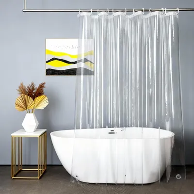 Obrázok produktu pre Sprchový záves 180x180 cm, priehľadný, PEVA, vodotesný, odolný voči plesniam, 12 háčikov, pre kúpeľňu
