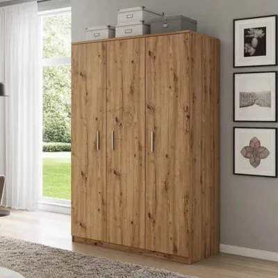 Productafbeelding van Kledingkast Zenit SZ3D, draaikast, garderobekast met drie deuren voor de slaapkamer (kleur: Artisan eiken)