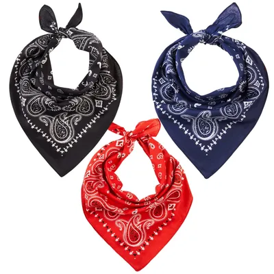 Obrázok produktu pre Šatky bandana - bavlnené šatky s paisley vzorom - sada 3 kusov
