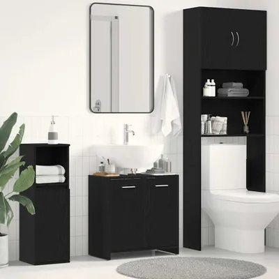 Produktbild von Möbel Waschbeckenunterschrank Schwarz Eichen-Optik 60x33x60 cm - Badezimmer 862013