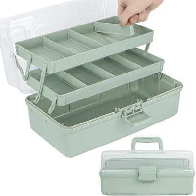 Productafbeelding van Opbergdoos 31,8 cm - 3 lagen - vakken - gereedschapskist - medicijnopslag - organizer voor haaraccessoires - opbergdoos