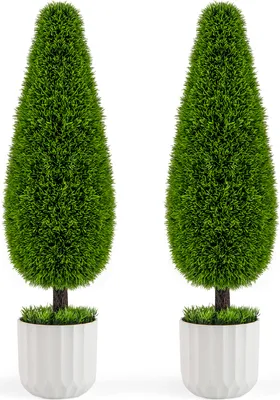 Zdjęcie produktu dla COSTWAY 2er sztuczna roślina cedr, 90cm sztuczne drzewo z doniczką, dekoracja rośliny domowej, sztuczna roślina dekoracyjna, roślina doniczkowa bukszpan topiary zielony