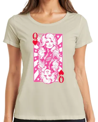 Immagine prodotto di Dolly Parton, regina della musica country, icona femminile, cantante. T-shirt da donna, colore rosa, taglia M