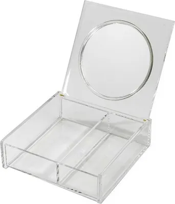 Produktbild von schminkbox mit Spiegel 14,8 x 14,8 x 4,7 cm transparent