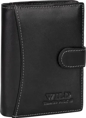 Produktbild von RFID echt Leder Portemonnaie Geldbörse Geldbeutel Herren Hochformat Schwarz (5502)
