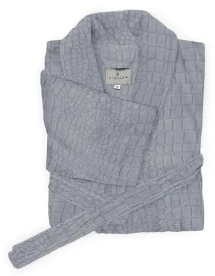 Produktbild von LINNICK Flanell Fleece Bademantel Croco – silber - L