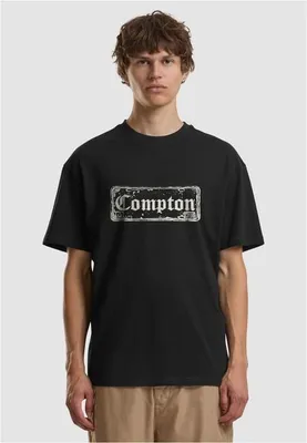 Image de T-shirt pour homme Mr. Tee Compton License Plate Oversize Tee noir - XXL