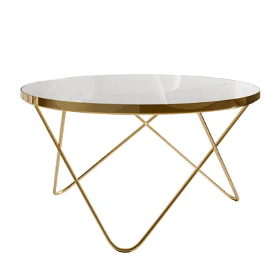 Produktbild von Couchtisch NORIEL mit goldenem Gestell und Marmorplatte