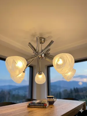 Obrázok produktu pre Euro-Lamp Stropná lampa Ufo 5 Satin, biely tienidlo s pruhmi, 5×60, VÝROBCA