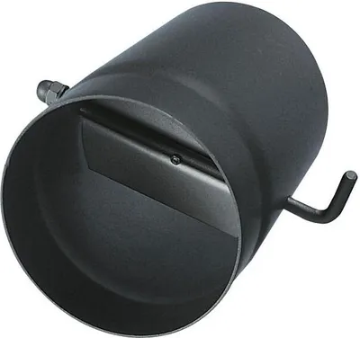 A black metal chimney pipe with a damper.