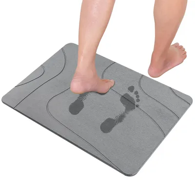 Produktbild von Rutschfeste Badematte, Duschmatte, Naturstein-Badezimmermatte, schnelltrocknende Kieselgur-Bodenmatte, 60x39cm (dunkelgrau-C)