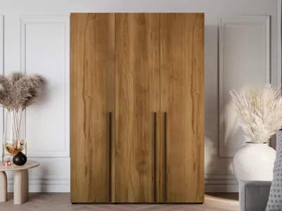 Produktbild von Dreitüriger Kleiderschrank DOMINO 150 cm 3 Türen Schlafzimmer Wohnzimmer Eiche Gold Baroque