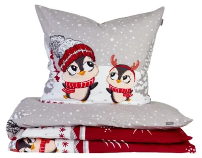 Produktbild von SCHIESSER Bettwäscheset Antoni | Winterprint | Feinbiber | 2-teilig | 100% Baumwolle | Kuschelweich | YKK-Reißverschluss | 135x200 cm + 80x80 cm | Grau