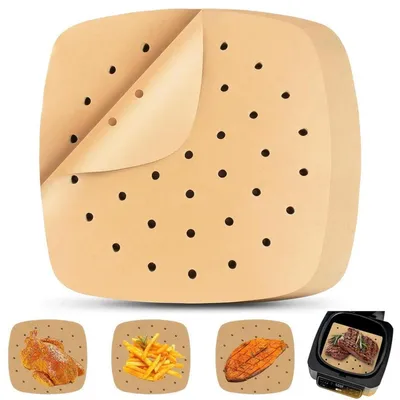 Immagine prodotto di Carta forno per friggitrici ad aria, 250 pezzi, 20,5 cm, forata, antiaderente, impermeabile e resistente all'olio