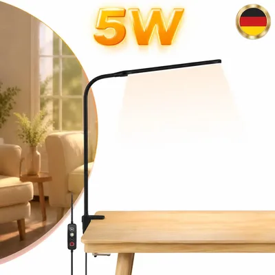 Produktbild von Klemmlampe LED Tischlampe Bettleuchte Augenschutz Dimmbar USB 5W Flexibel 5 DE