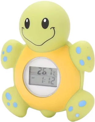 Productafbeelding van Babythermometer met schildpadmotief - Temperatuurmeting voor kinderen - Waterthermometer met alarmfunctie - Ideaal voor de badkamer