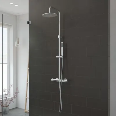 Produktbild von House Duschsystem mit Thermostat-Brausebatterie und Kopfbrause rund, Aufputz