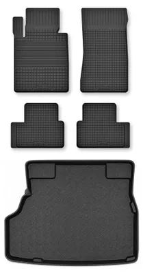 Zdjęcie produktu dla Dywaniki gumowe + mata bagażnika do BMW Seria 3 E36 1991-1998 (sedan) – czarne, dobierane – Wielganizator Semi-Universal