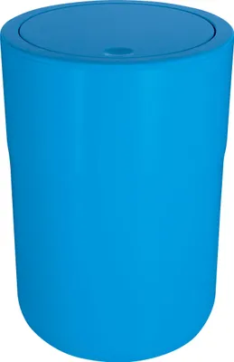 Produktbild von Spirella Design Kosmetikeimer "Cocco" mit Extra Ring für Müllbeutel Treteimer Schwingdeckeleimer Abfallbehälter mit Schwingdeckel 5 Liter (ØxH): 19 x 26 cm Blau