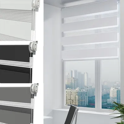 Image de Store double FIVMEN Klemm fix sans percer|Blanc L90 x H150 cm|Duo Stores pour fenêtres sans percer|Protection contre les regards et le soleil pour bureau salon cuisine salle de bain
