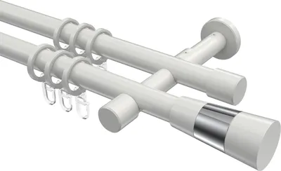 Produktbild von Interdeco Gardinenstange / Vorhangstange Weiß, Typ Prestige Tanara (Konus Bicolor), 20 mm Ø 2-läufig, 520 cm