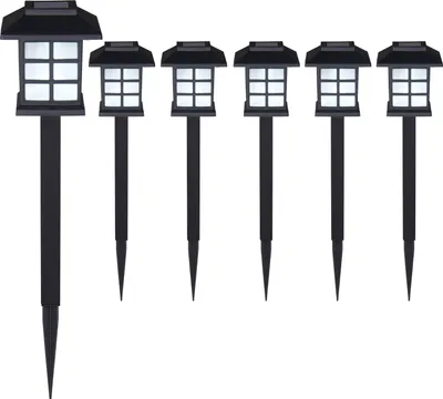 Produktbild von DEUBA® Solarlampe für Außen 6er Set LED Wetterfest IP44 Dämmerungssensor Erdspieß Solar Laterne Schwarz Garten Leuchte Außenleuchte Balkon Deko