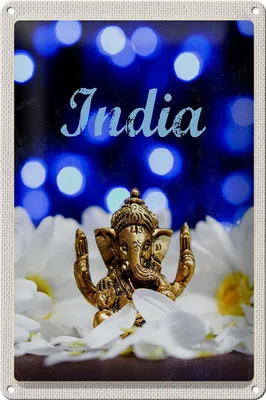 Produktbild von Blechschild Reise 20x30cm Indien Skulptur Elefant Ganesha Hindu