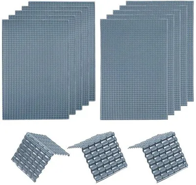 Zdjęcie produktu dla Miniaturowy zestaw do budowy domków dla lalek – ciemnoszary, 29,5 x 19,5 cm – skala 1:30 – zestaw 10 elementów