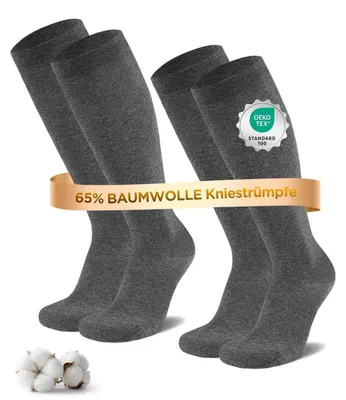 Obrázok produktu pre Kompresné pančuchy, 2 páry, kolenné pančuchy, kompresné pančuchy, 65 % bavlna, sivé, veľkosť 35-38