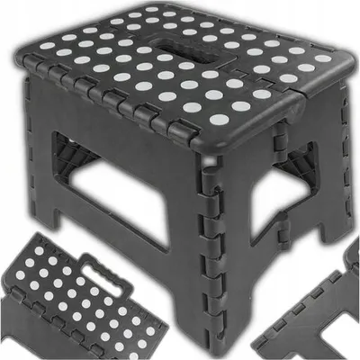 Produktbild von Klapphocker Tritthocker Grau Bis 150 Kg – Rutschfester Faltbarer Kunststoff Hocker Für Küche Bad Haushalt Und Garage