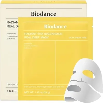 Zdjęcie produktu dla Biodance Radiant Vita Niacinamide Real Deep Mask 4er Pack