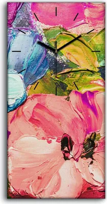 Produktbild von Dekor Leinwand Uhr Wandbilder Geräuschlos Kunstdruck 30x60 Malerei Kunst Blumen - schwarze Hände