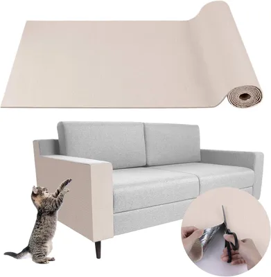 Produktbild von Kratzmatte 40 x 400 cm, beige Filz, selbstklebend, für Katzen