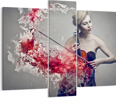 Produktbild von Bild auf Leinwand - Leinwandbild - Frau Violine Musik Instrument - 95x80cm - Wand Bild - Wanddeko - Leinwanddruck - Bilder - Kunstdruck - Wanddekoration - Leinwand bilder - Wandkunst - CB95x80-2625