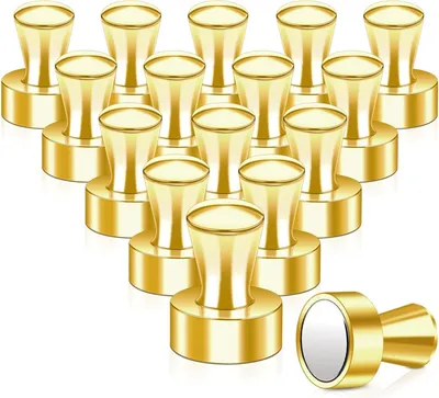 Produktbild von Starke Magnete, Neodym Magnete Super Stark 16 Stück Mini Magnete für Kühlschränke, Magnettafeln, Kegelmagnete, Stecktafeln, Pegboards, Whiteboards Büro Kühlschrankmagnete Kleine Magnete, Gold