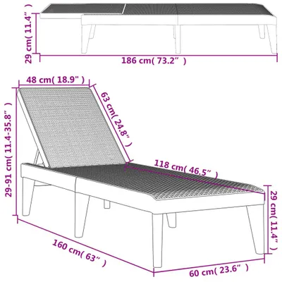 Produktbild von vidaXL Sonnenliege Anthrazit 186x60x29 cm PP