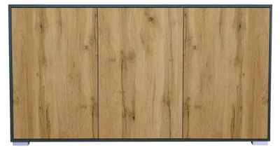 Produktbild von InnoFurn Sideboard Elena, 3 Türen, Push-to-Open, Anthrazit matt/Eiche Evoke, 152,5 x 83 x 37 cm