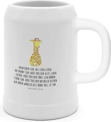 Produktbild von Mr. & Mrs. Panda Steinkrug Giraffe Blumenkranz - Weiß - Geschenk, Bier Humpen, Freundin, Bierbecher, Krug, Seidel, Afrika, Abenteurer, Selbstliebe