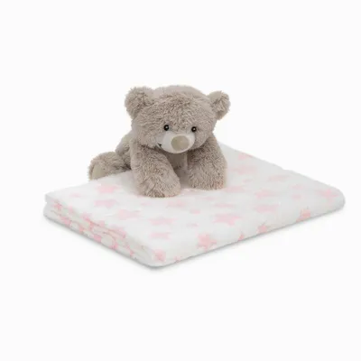 Produktbild von Baby Geschenkset Bär – Kuscheltier & Babydecke (2-teilig) Rosa