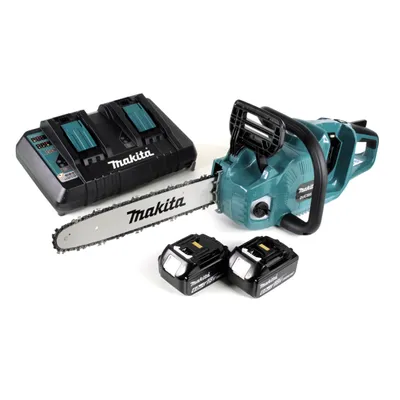 Produktbild von Makita DUC 355 PG2 Akku Kettensäge 36V ( 2x18V ) Brushless 35 cm + 2x 6,0 Ah Akku + Doppelladegerät