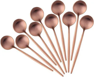 Obrázek produktu pro Sada 10 kusů lžiček na espresso z růžového nerezového oceli